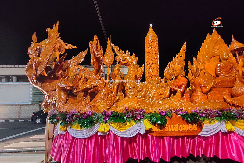ต้นเทียนวัดศรีแสงทอง ตัวแทนทูตวัฒนธรรม โชว์งานประเพณีชักพระ สุราษฎร์ธานี